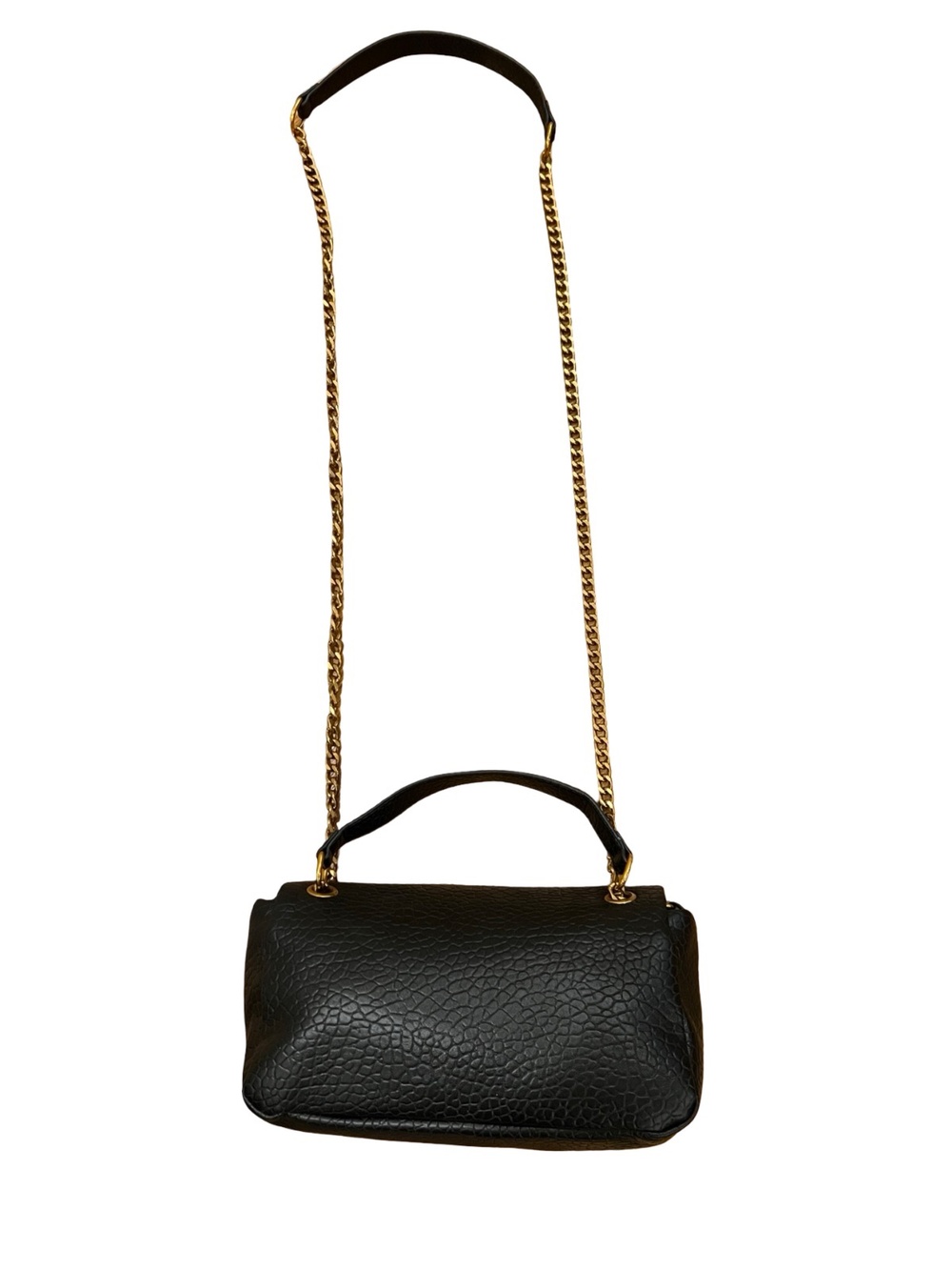 YSL Saint Laurent Black Pebbled Leather Flap Bag Gold Y-Logo Chain Strap - Picture 2 of 4